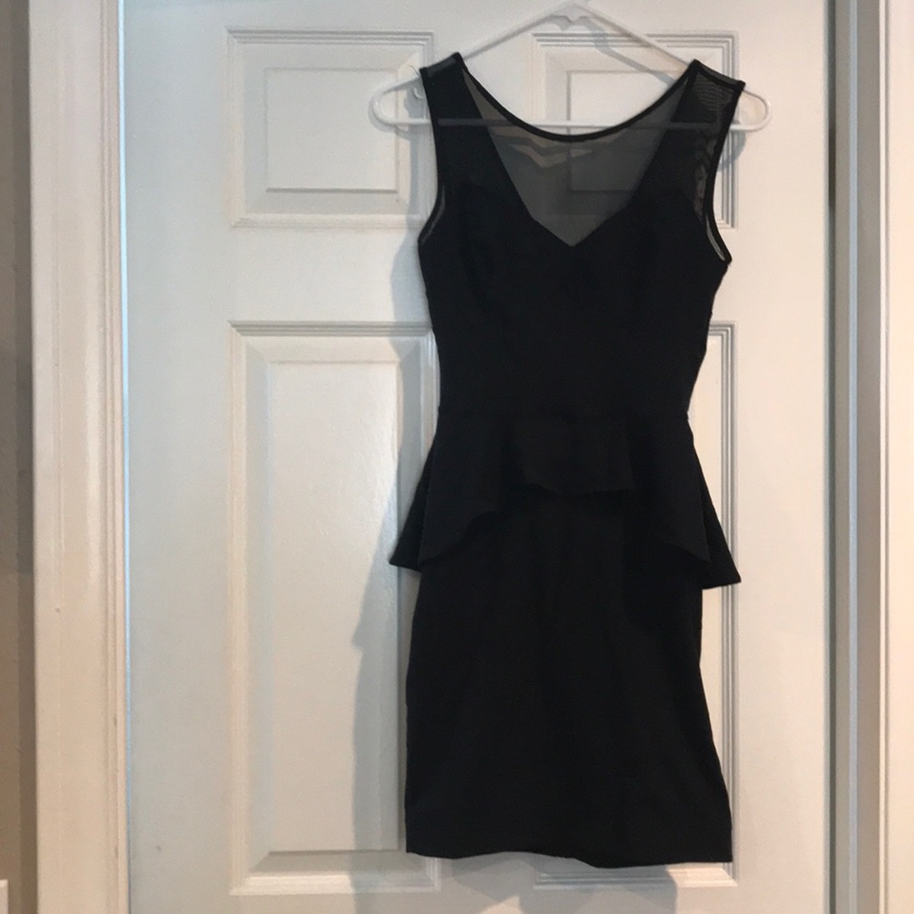 Bebe mesh black peplum dress size Small